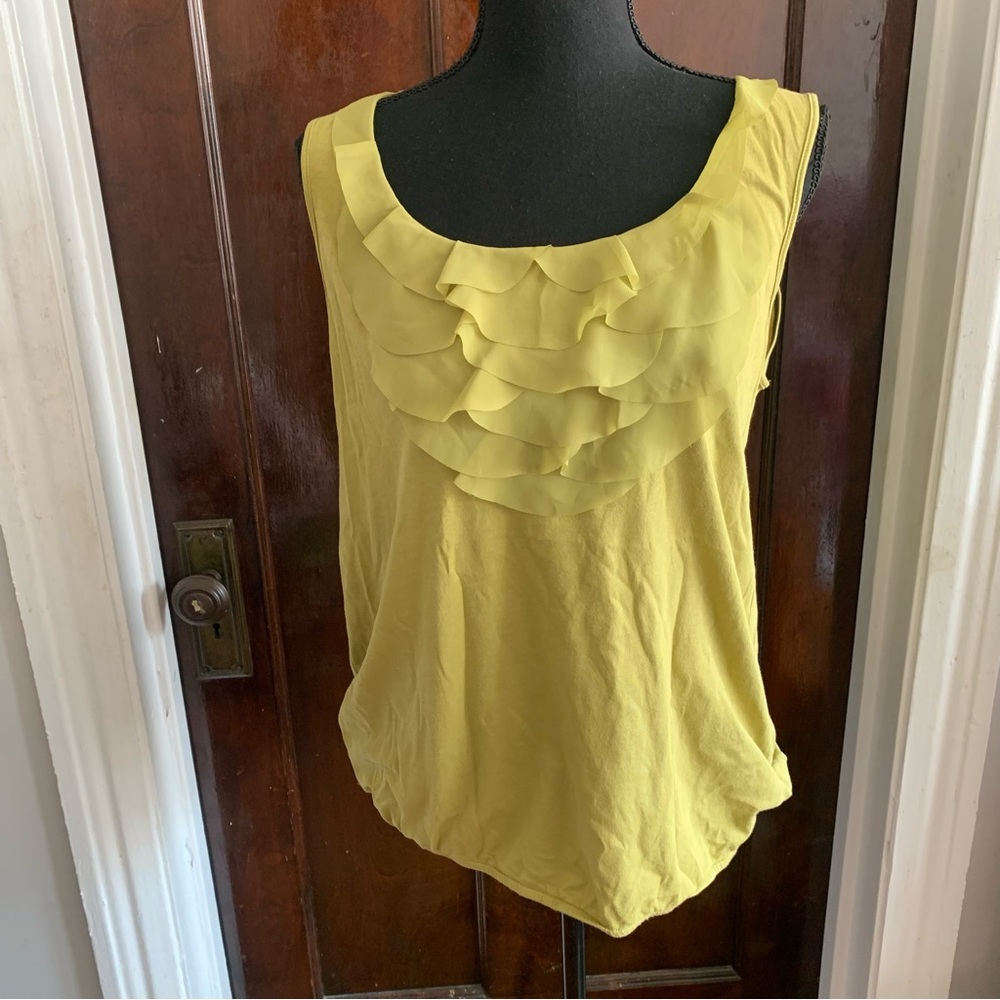 LOFT Yellow Sleeveless Tank Top With Layered Embellished Collar